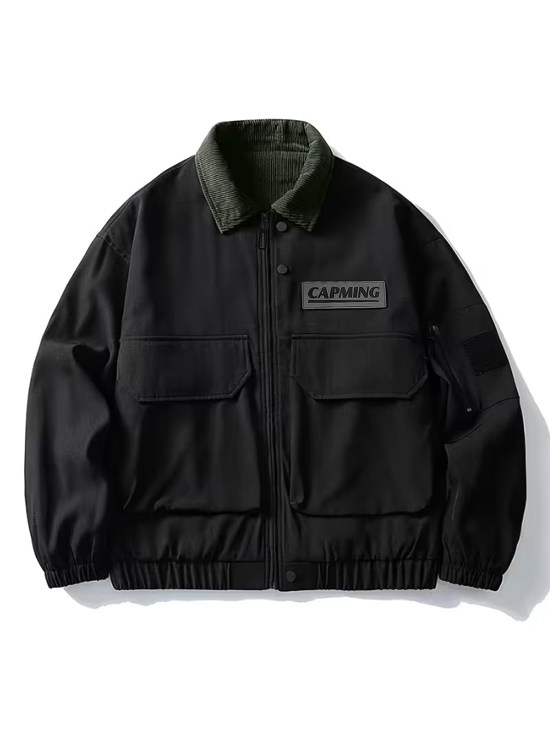 Vintage Color-Block Short Work Jacket