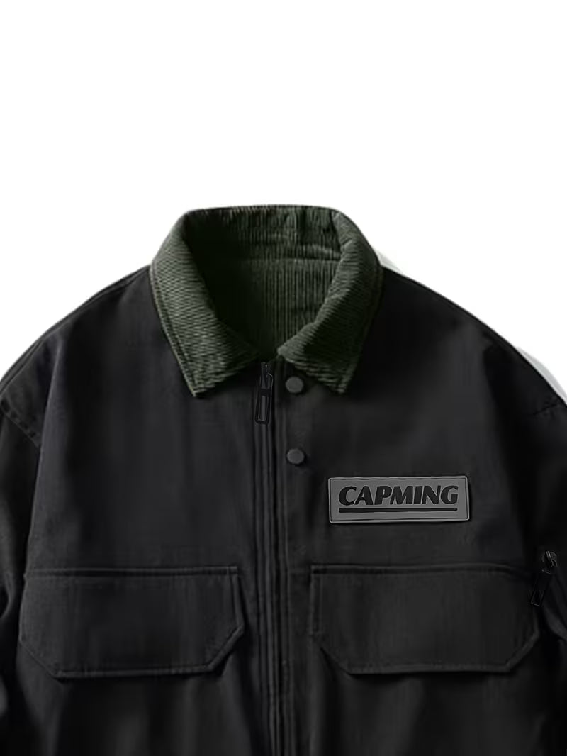 Vintage Color-Block Short Work Jacket